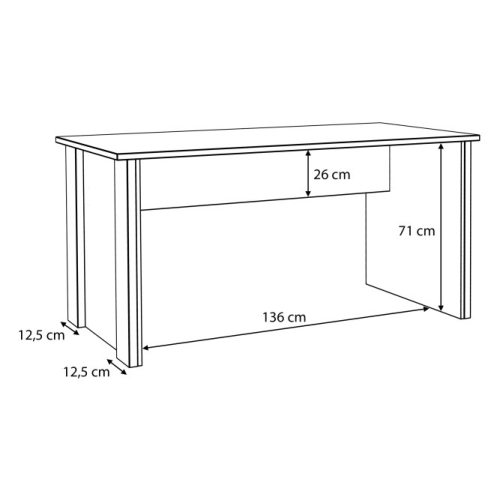 Biurko vintage loft 130x60 cm z szufladą i szafką